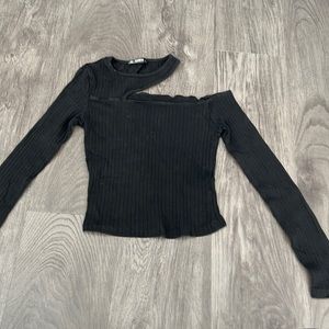 Black ribbed Shein long sleeve top